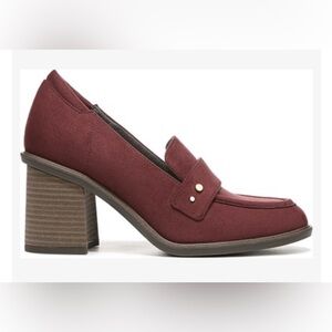 Dr.Scholls Women's Rumors Block Heel Loafer in Burgandy NEW